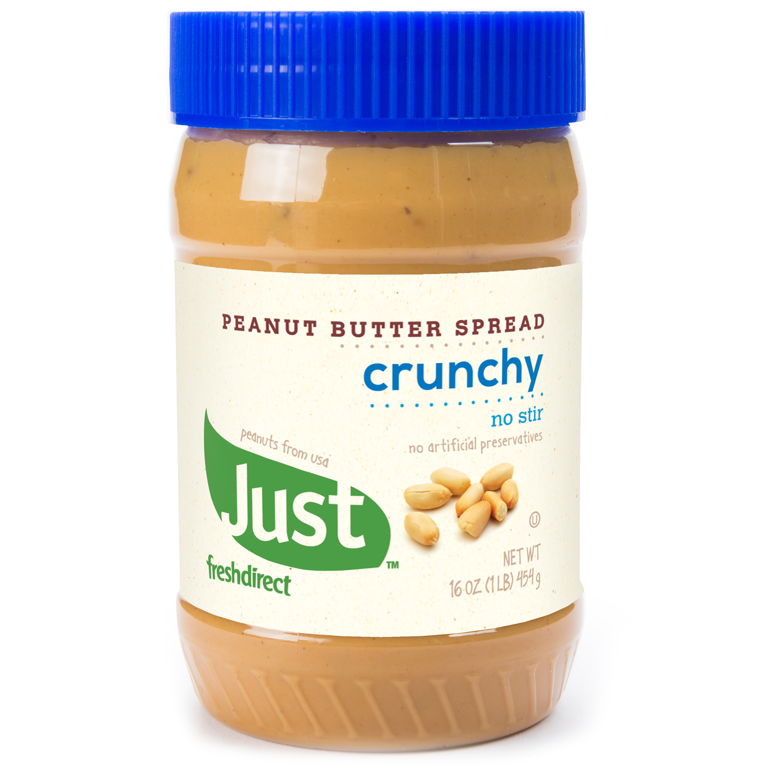 Just FreshDirect Peanut Butter Spread, Crunchy, No Stir 