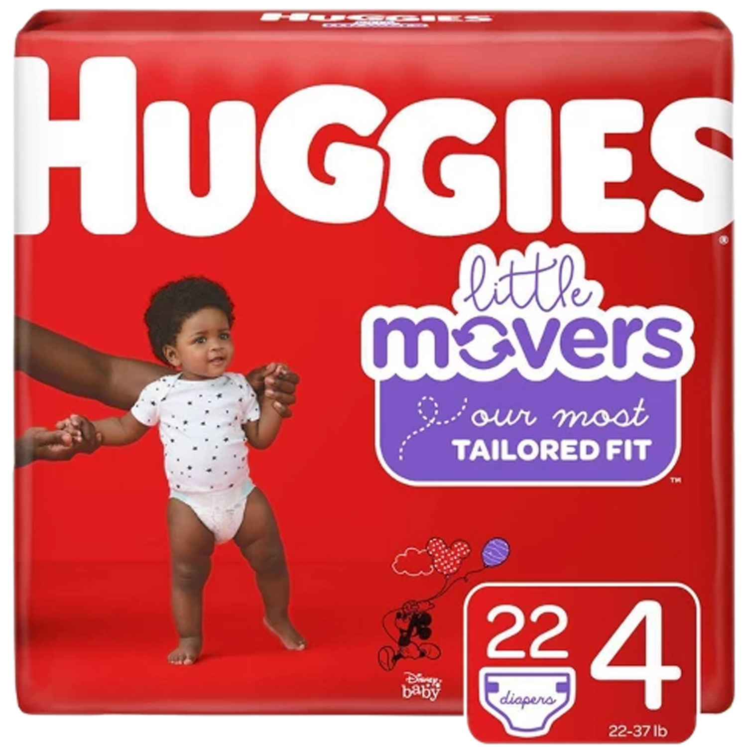 Huggies Little Movers Diapers, Size 4, 22-37lb 