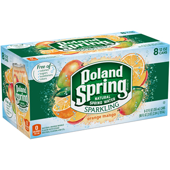 Poland Spring Sparkling Natural Spring Water, Orange Mango, Cans