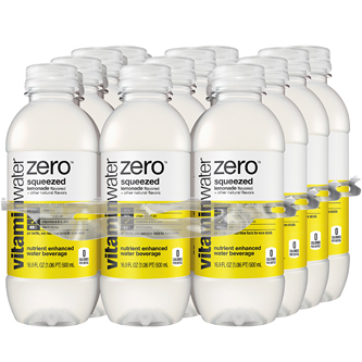 vitaminwater zero nutrient enhanced water beverage, squeezed (lemonade), Plastic Bottles