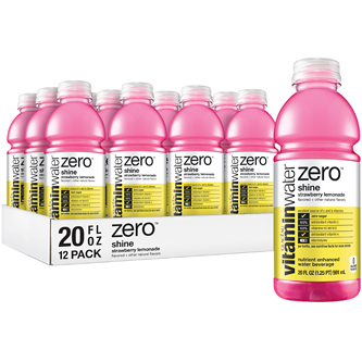 vitaminwater zero nutrient enhanced water beverage, shine (strawberry lemonade), Plastic Bottles