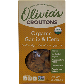 Olivia's Croutons Organic Garlic and Herb Croutons