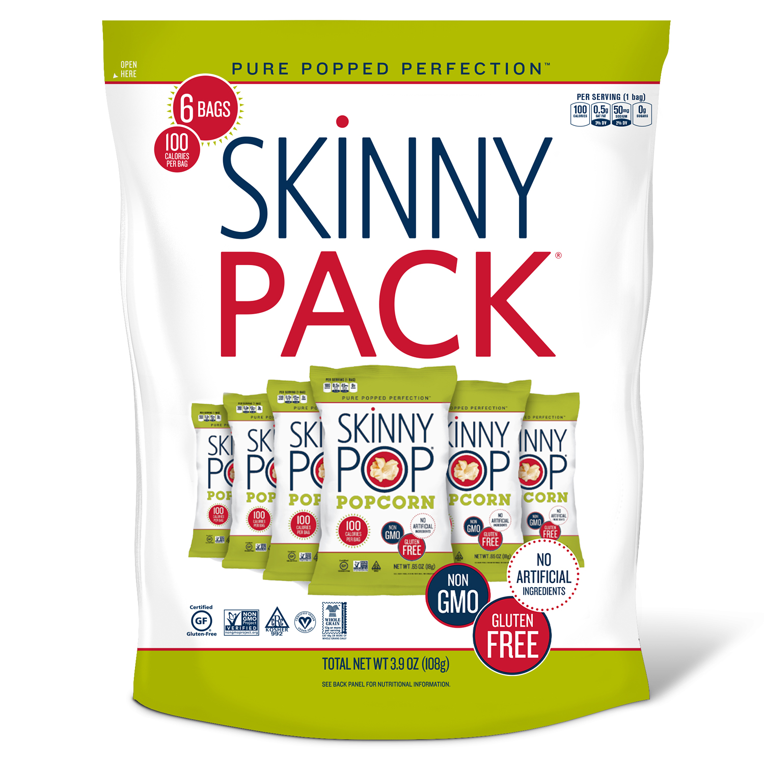 SkinnyPop Popcorn, Original 100-Calorie Packs