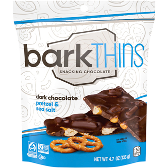 Barkthins Snacking Chocolate, Dark Chocolate Pretzel & Sea Salt