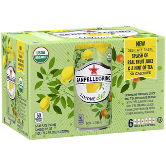 San Pellegrino Organic Sparkling Juice and Tea Beverage Blend, Limone & Tè, Cans