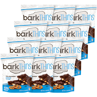 Barkthins Snacking Chocolate, Dark Chocolate Pretzel & Sea Salt, Case