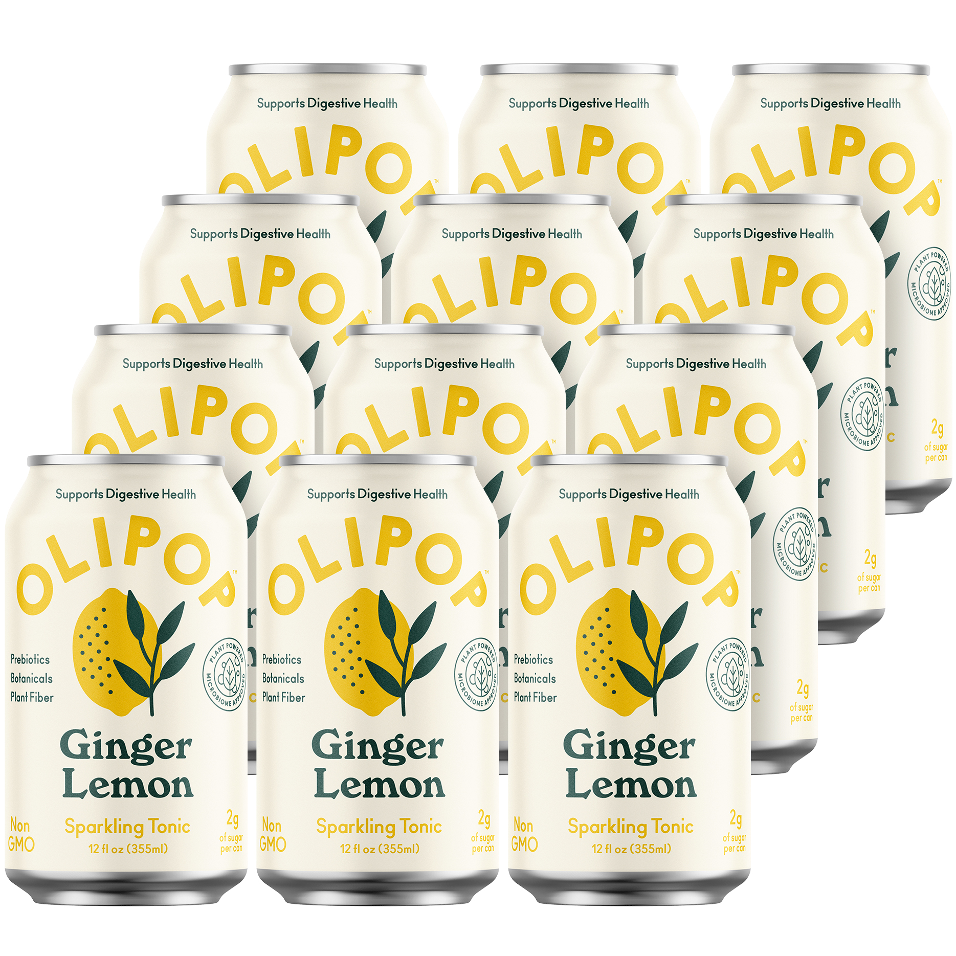 Olipop Sparkling Tonic, Ginger Lemon, Cans