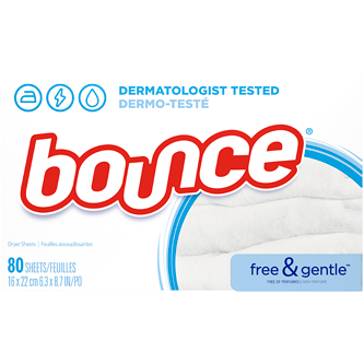 Bounce Fabric Softener Sheets, Free & Gentle
