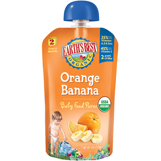 Earth's Best Stage 2 Organic Baby Food Purée, Orange and Banana