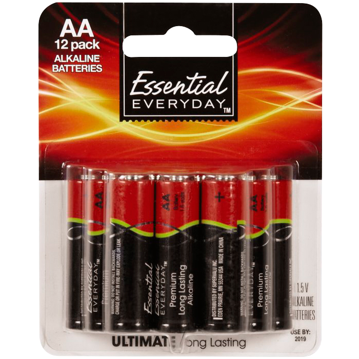 Essential Everyday Ultimate Long Lasting AA Alkaline Batteries