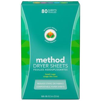 Method 100% Compostable Dryer Sheets, Beach Sage