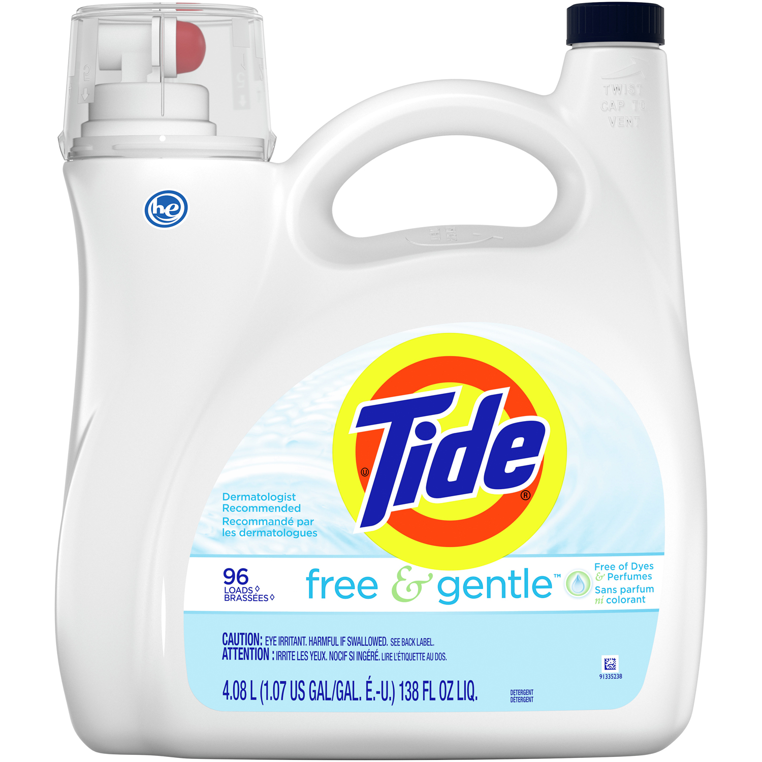 Tide HE Liquid Laundry Detergent, Free & Gentle