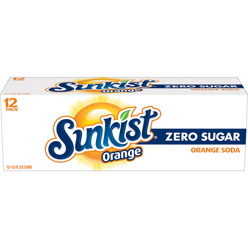 Sunkist Zero Sugar Orange Soda, Cans
