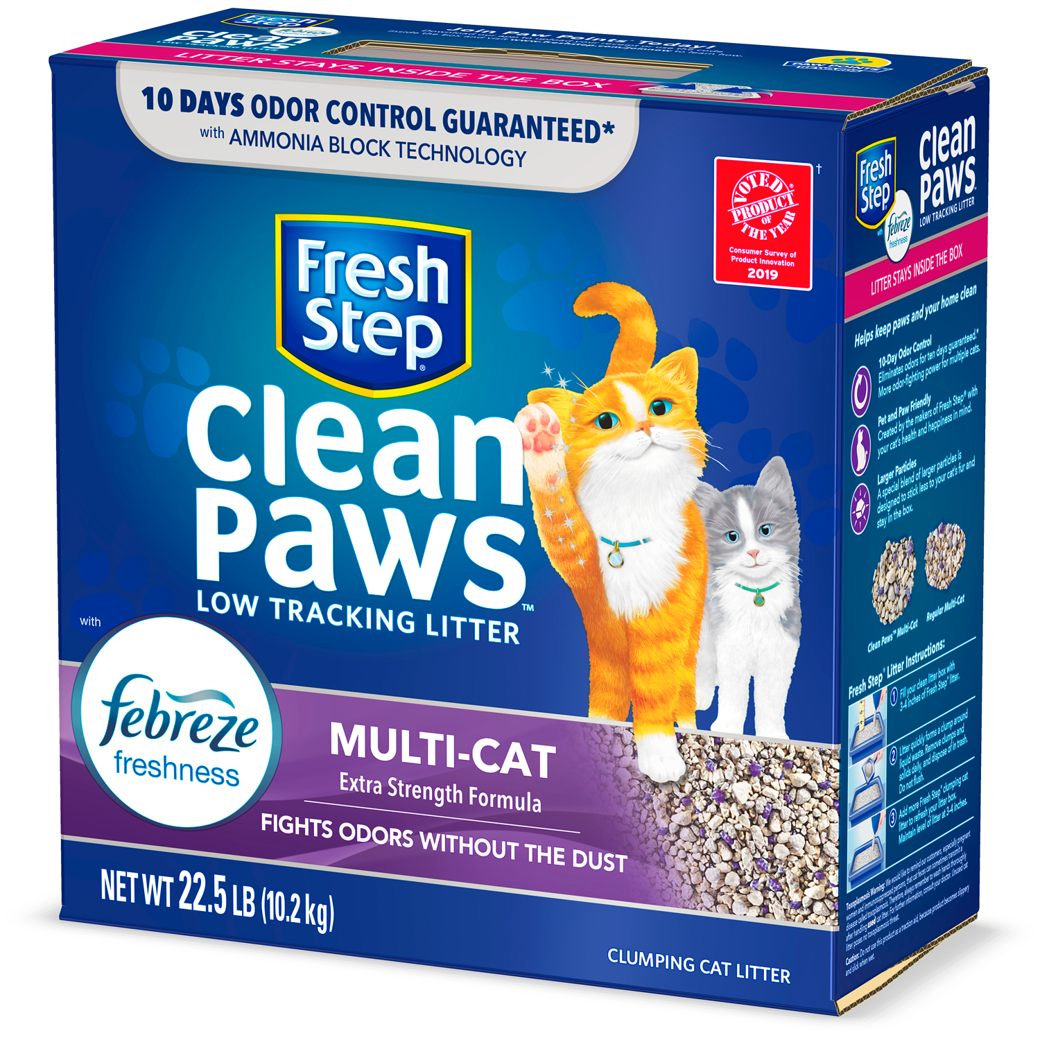 Fresh Step Clean Paws Multi-Cat Scented Clumping Cat Litter with the Power of Febreze, Scented