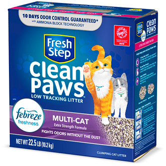 Fresh Step Clean Paws Multi-Cat Scented Clumping Cat Litter with the Power of Febreze, Scented