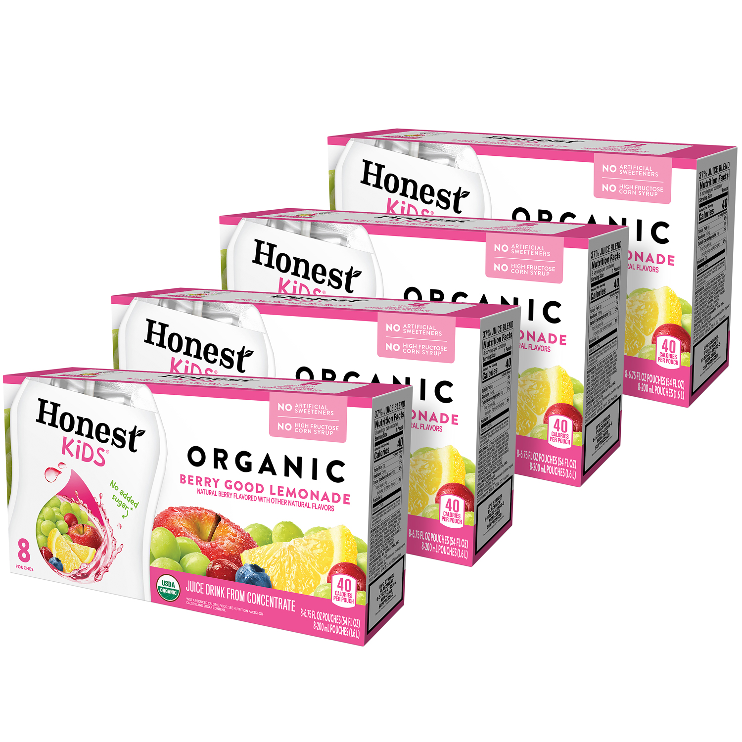 Honest Kids Organic Juice Drink, Berry Good Lemonade, Pouches