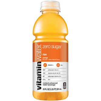 vitaminwater zero sugar nutrient enhanced water beverage, rise (orange), Plastic Bottle