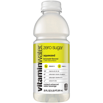 vitaminwater zero sugar nutrient enhanced water beverage, squeezed (lemonade), Plastic Bottle
