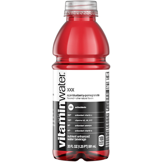 vitaminwater nutrient enhanced water beverage, xxx (açai-blueberry-pomegranate), Plastic Bottle