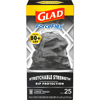 Glad ForceFlexPlus Large Drawstring Black Trash Bags, 30 Gallon 