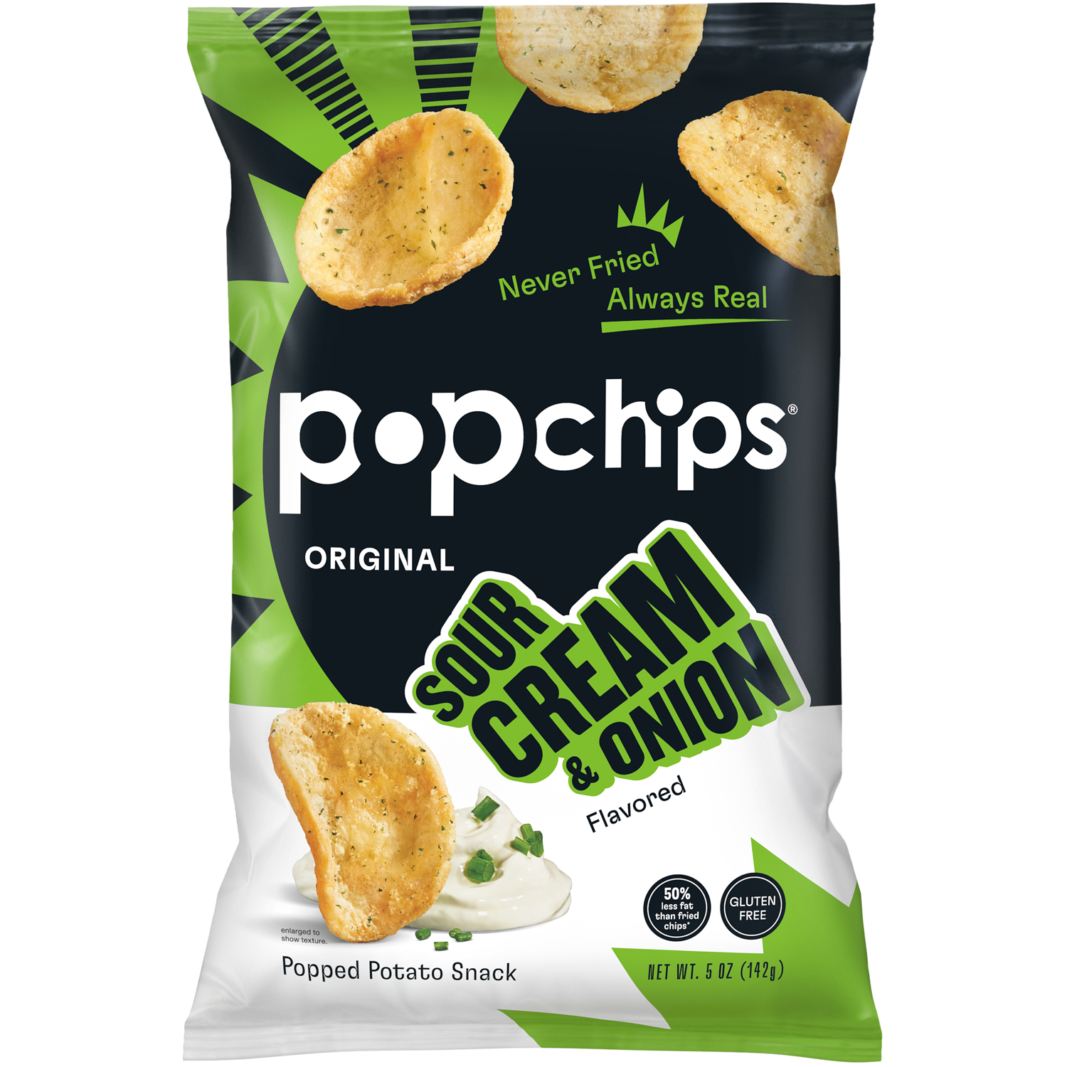 Popchips Potato Popped Chip Snack, Sour Cream and Onion 