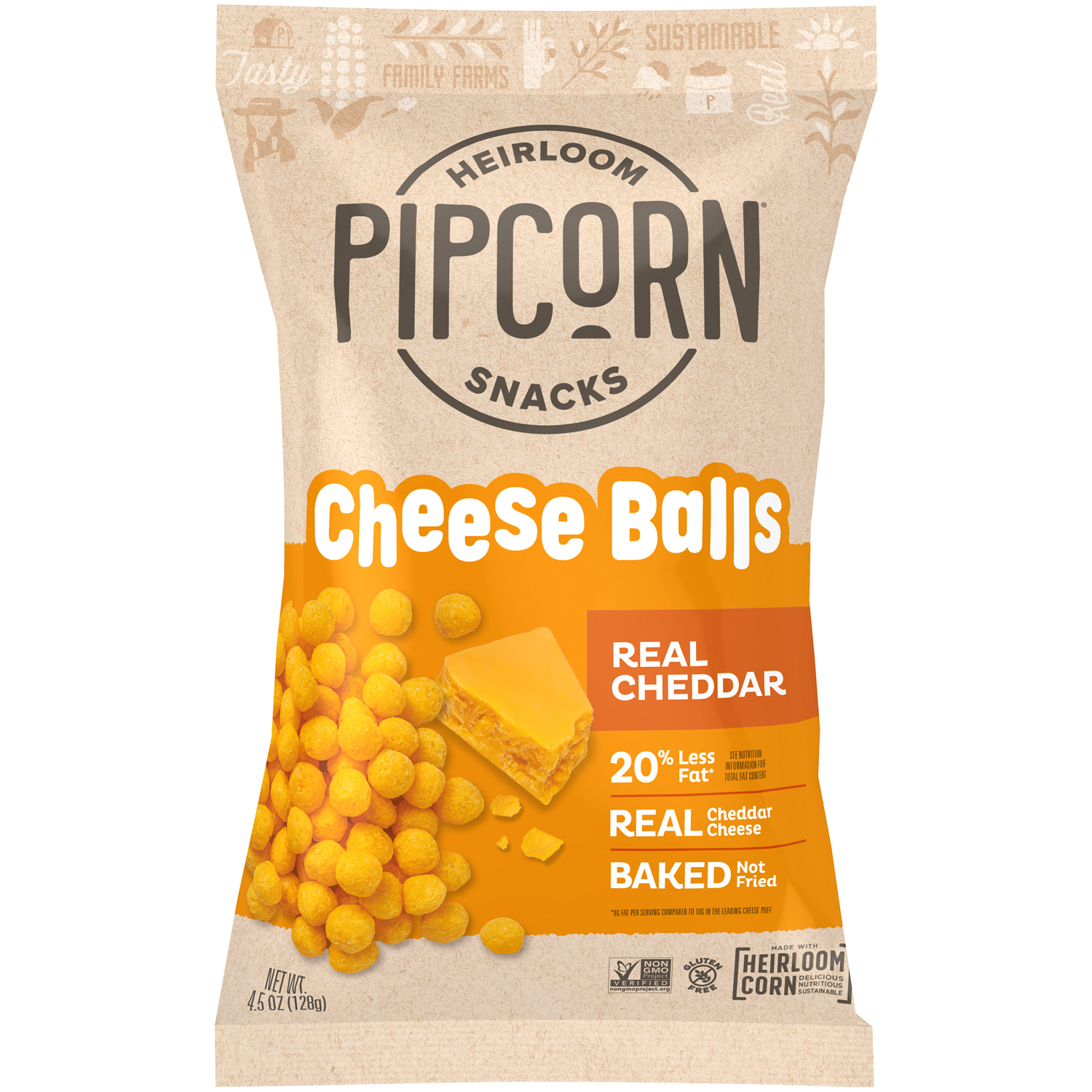 Pipcorn Cheese Balls, Cheddar