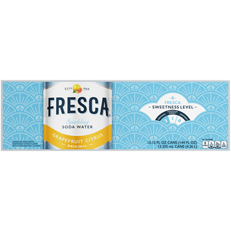 Fresca Sparkling Soda Water Fridge Pack, Grapefruit Citrus, Cans
