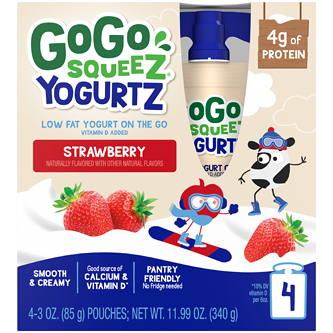 GoGo Squeez Yogurtz Low Fat Yogurt On-the-Go, Strawberry