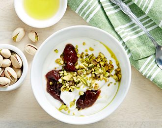 FreshDirect Goat Milk Yogurt with Strawberry Jam and Olive Oil