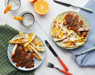 FreshDirect Za'atar Chicken Milanese-Style with Seasonal Citrus Salad Meal Kit