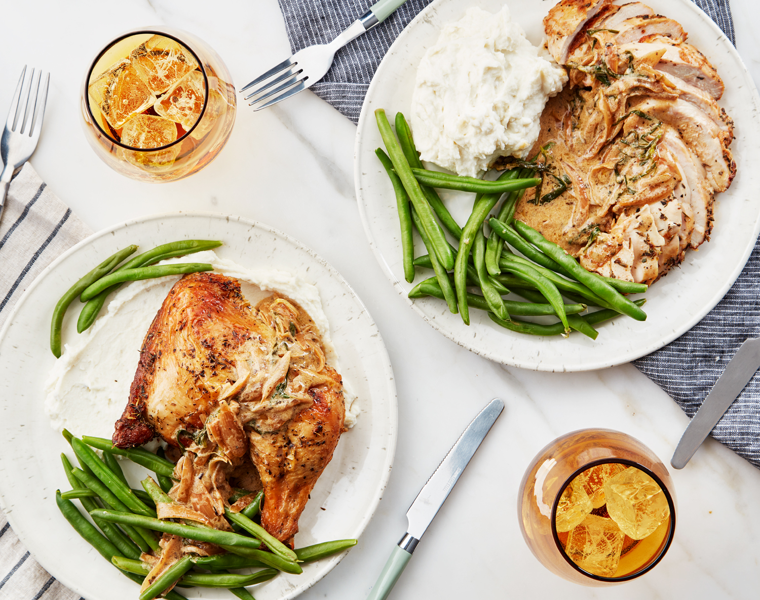 FreshDirect Tarragon Chicken with Sour Cream Mashed Potatoes & Green Beans Meal Kit