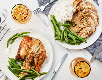 FreshDirect Tarragon Chicken with Sour Cream Mashed Potatoes & Green Beans Meal Kit