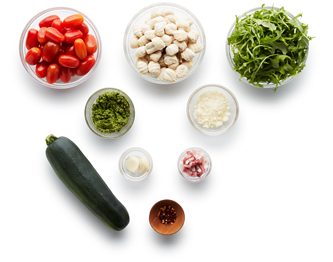 FreshDirect Cauliflower Gnocchi with Vegetables, Kale Pesto and Prosciutto Meal Kit, image 2 of 2 slides