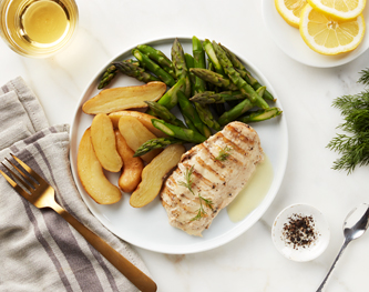 FreshDirect Grilled Chicken with Potatoes & Asparagus, Single Serving Meal
