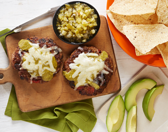 FreshDirect Black Bean Turkey Burgers with Salsa Verde & Monterey Jack