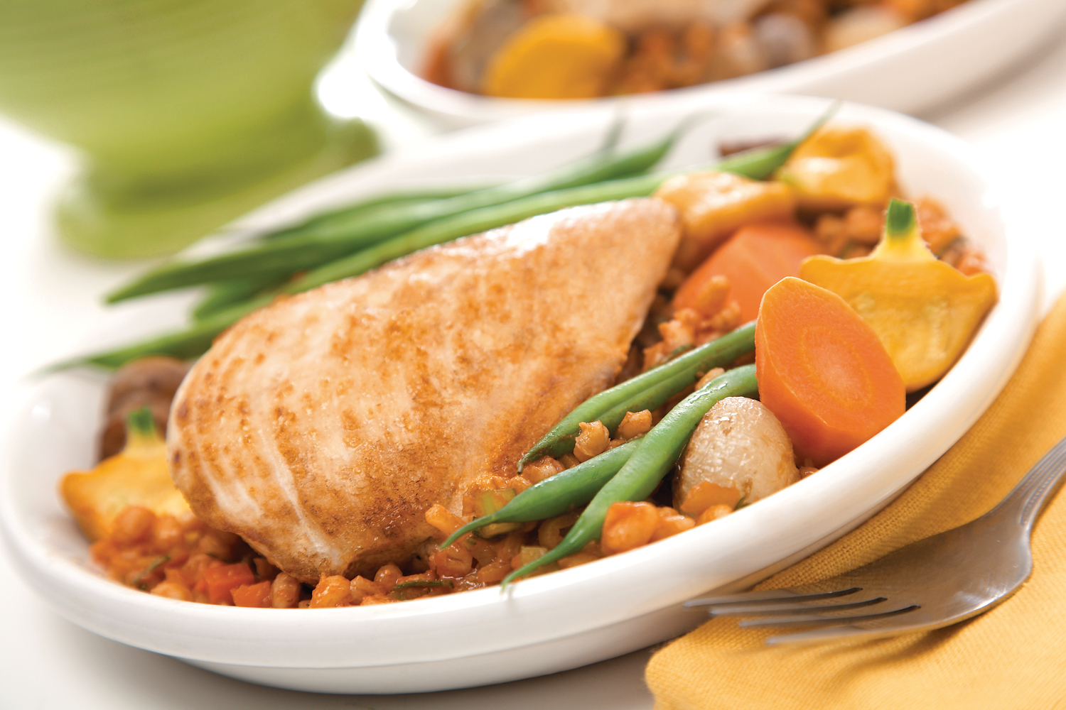 FreshDirect Roasted Chicken with Barley Risotto and Vegetables, Single Serving Meal, image 1 of 2 slides