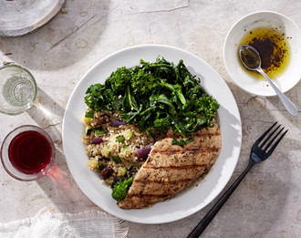 FreshDirect Balsamic Chicken with Broccoli Rabe and Quinoa, Single Serving Meal