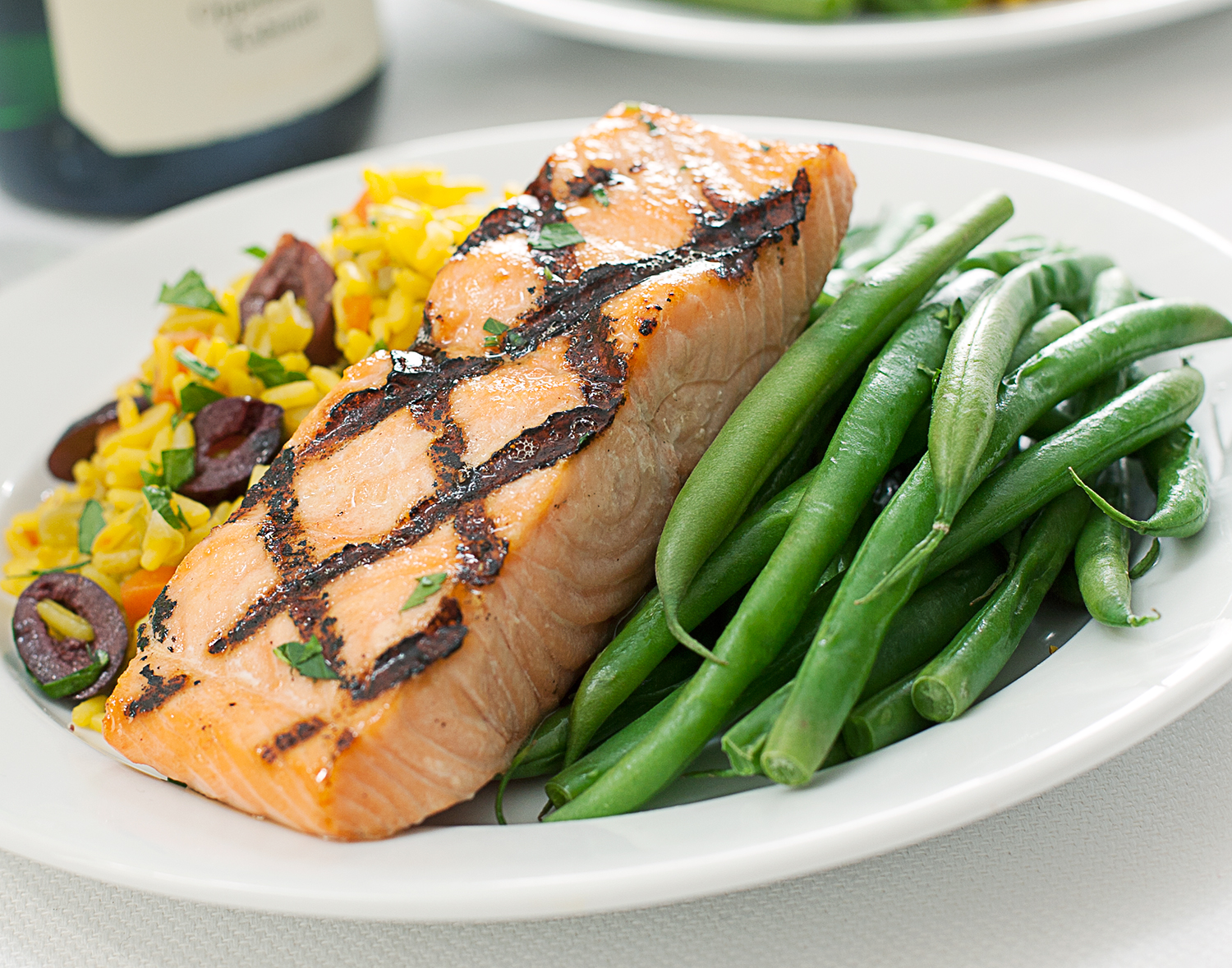 FreshDirect Salmon with Olives and Saffron Rice, Single Serving Meal