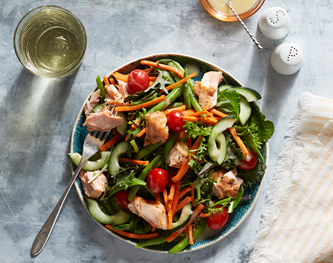 FreshDirect Green Salad with Grilled Salmon