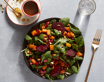 FreshDirect Sweet Potato, Beet, and Pomegranate Kale Salad