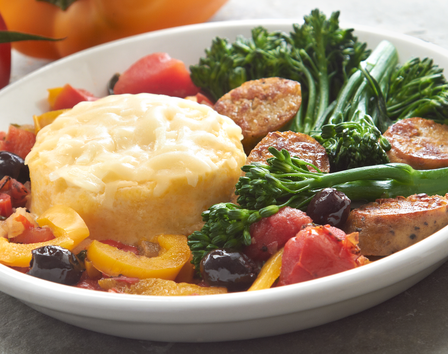 FreshDirect Veggie Italian Sausage and Creamy Polenta, Single Serving Meal, image 1 of 2 slides