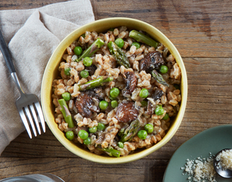 FreshDirect Farro Risotto with Asparagus, Pea and Mushroom