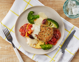 FreshDirect Salmon Cake and Creamy Polenta