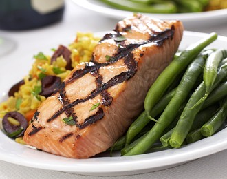FreshDirect Salmon with Olives and Saffron Rice, Single Serving Meal