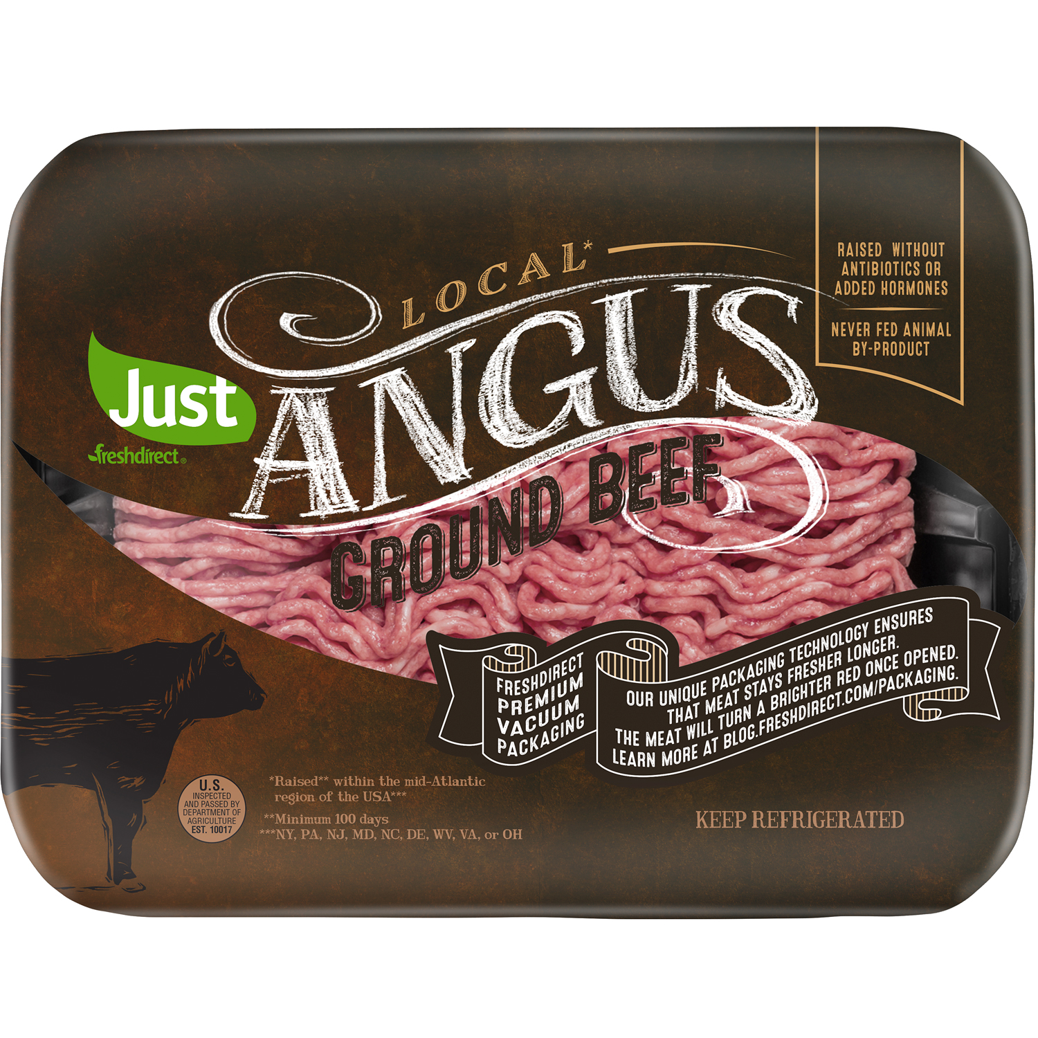 Just FreshDirect Local Angus RWA 90% Lean Ground Beef, Premium Packaging
