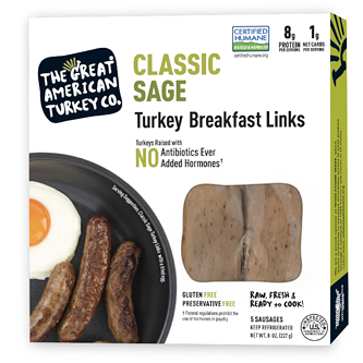 The Great American Turkey Co. Classic Sage Turkey Breakfast Sausage Links, Raised w/o Antibiotics, Uncooked
