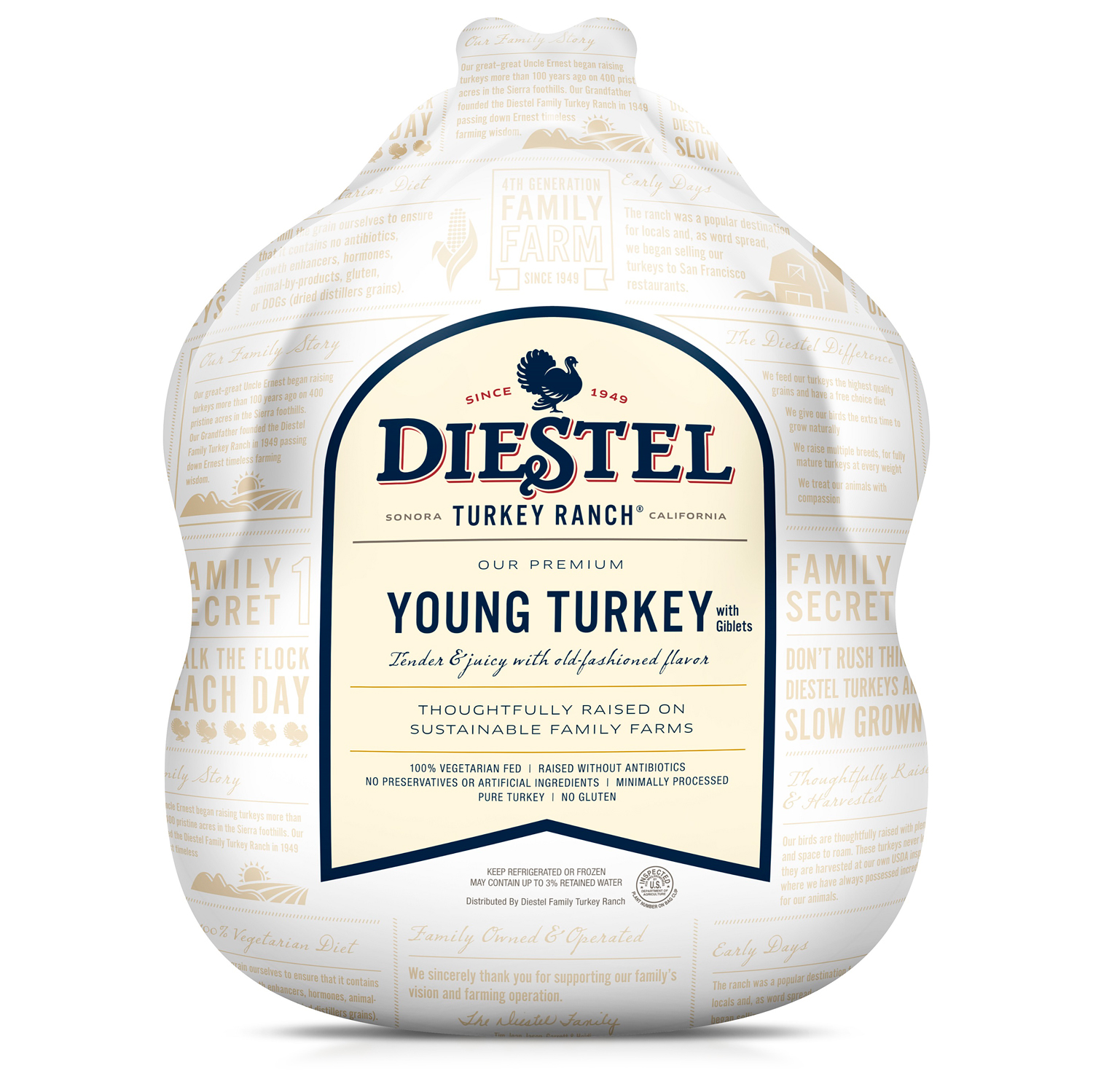 Diestel Family Ranch Whole Turkey, Raised w/o Antibiotics, Fresh