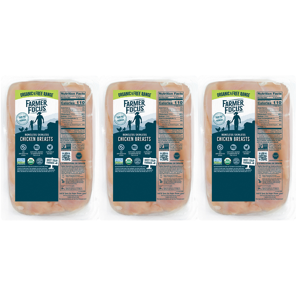 Farmer Focus Organic Boneless Skinless Chicken Breast, Value Pack