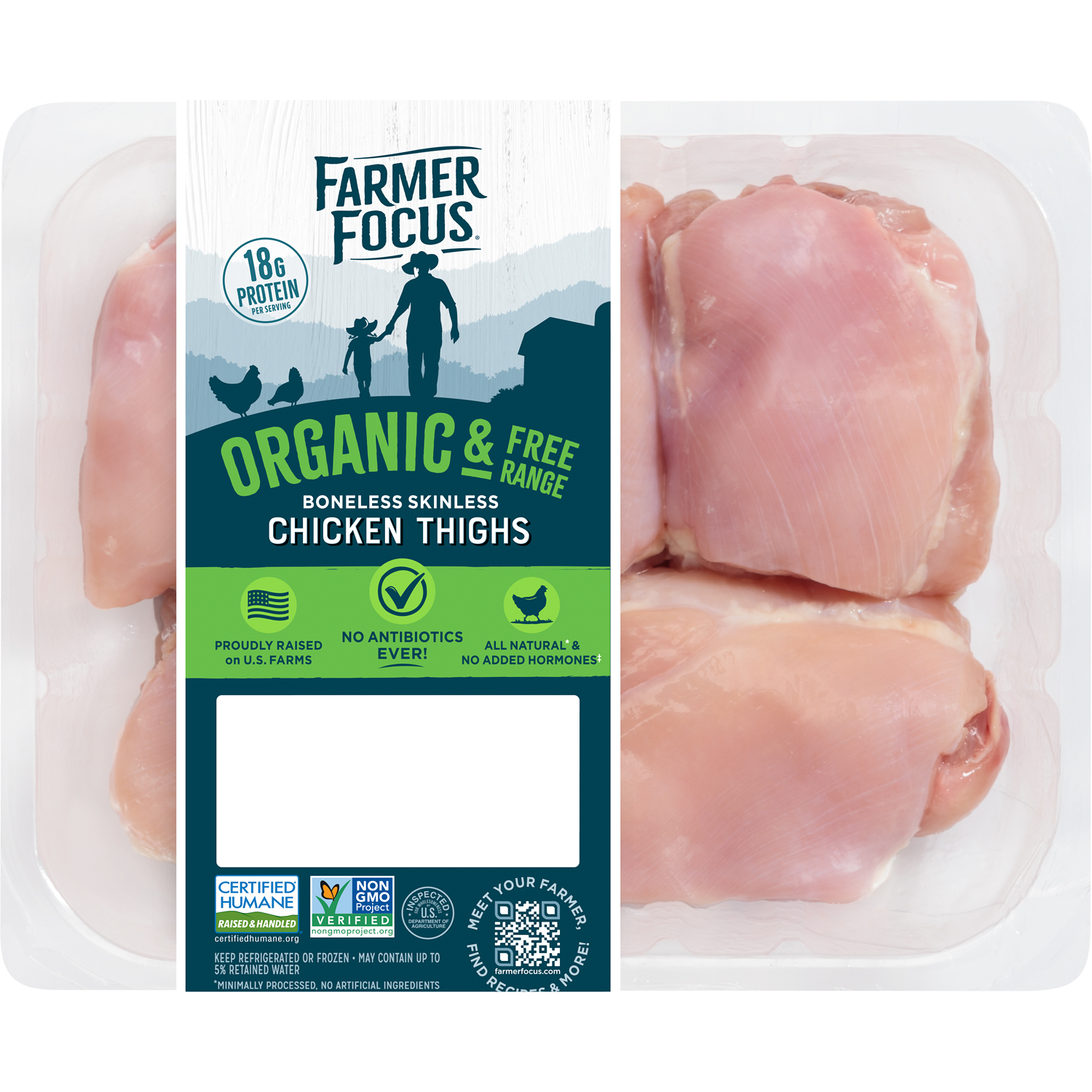 Farmer Focus Organic Boneless Skinless Chicken Thighs