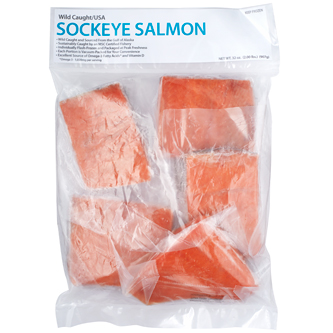 Wild Sockeye Salmon Individually Wrapped Fillets, Family Pack, Frozen